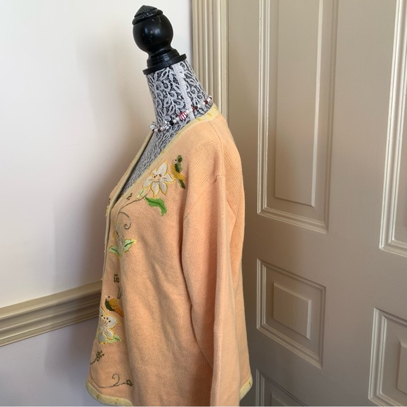 Vintage Morning Song Crewneck Yellow Cardigan Sweater SZ L - Picture 8 of 14